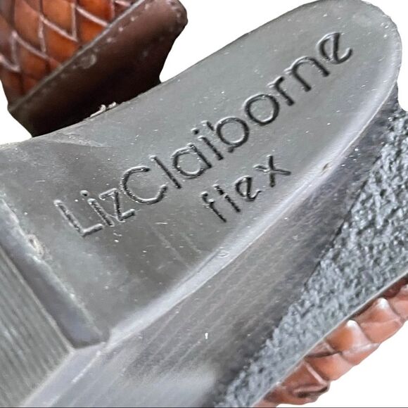 LIZ CLAIBORNE Woven Braided Leather Slip-On Wedge Sandals Shoes Brown 10 - Picture 9 of 10